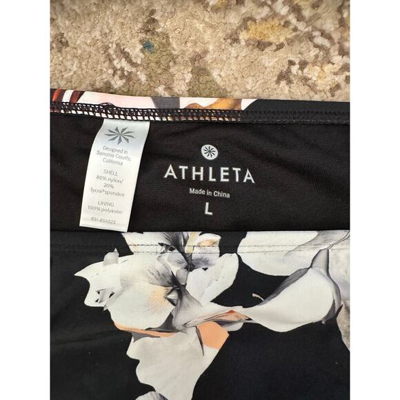 Athleta Women's Black White Floral Print Swim Bikini Top & Bottom Size Large - Picture 4 of 9